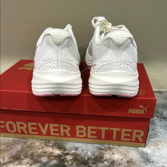Puma Women's White and Pink Running Shoes - Picture 3 of 4